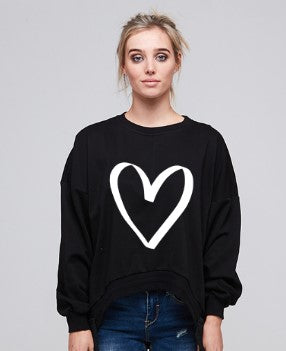 Alaska Tees  - ANEKA SWEATER - BLACK w HEART