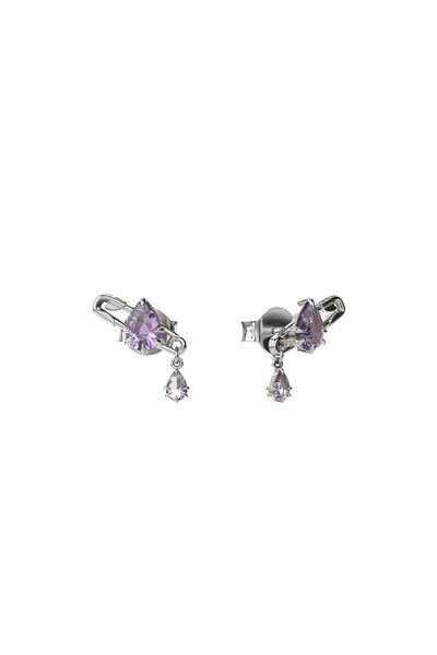 STOLEN - PURITY PIN EARRINGS - SILVER/PINK AMETHYST
