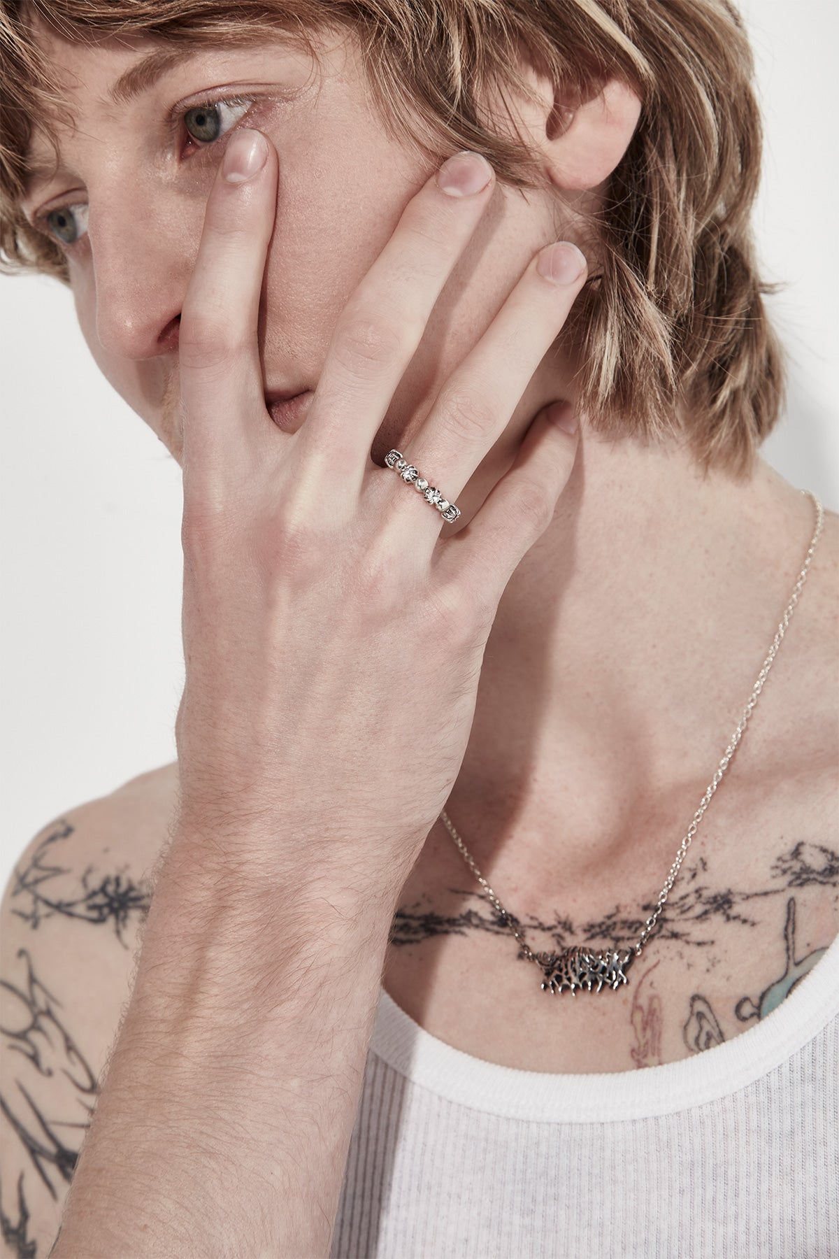 STOLEN -MIXED ORB STACKER RING - SILVER/CLEAR TOPAZ