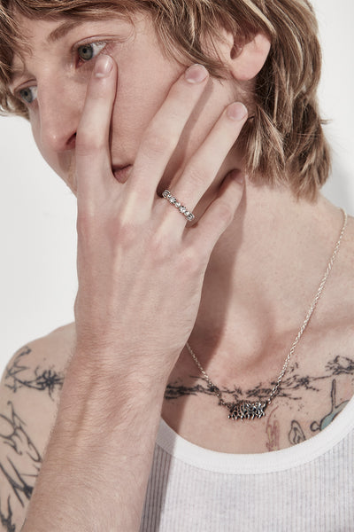 STOLEN -MIXED ORB STACKER RING - SILVER/CLEAR TOPAZ