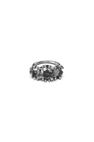 STOLEN - DELICATE DISTORTION COCKTAIL RING - SILVER/CLEAR QUARTZ