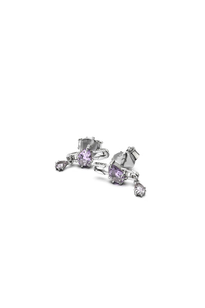 STOLEN - PURITY PIN EARRINGS - SILVER/PINK AMETHYST