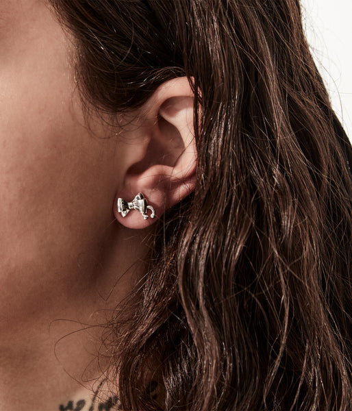 STOLEN - PIERCED BOW EARRINGS - SILVER
