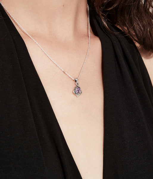 STOLEN - JAGGED TEARDROP NECKLACE - AMETHYST/SILVER