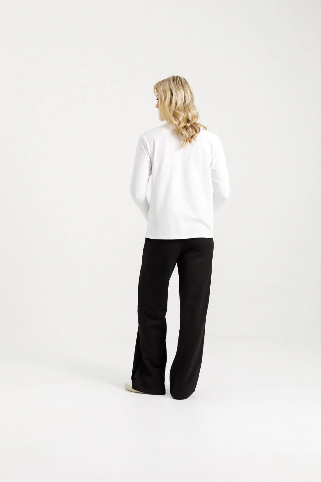 Homelee  ALPINE PALAZZO PANTS - BLACK w BLACK VELVET RIBBON