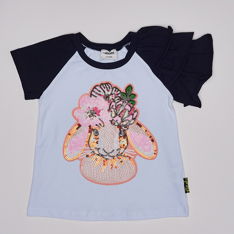 Alaska Tees - White/Navy Alessia Tee - Floral Bunny