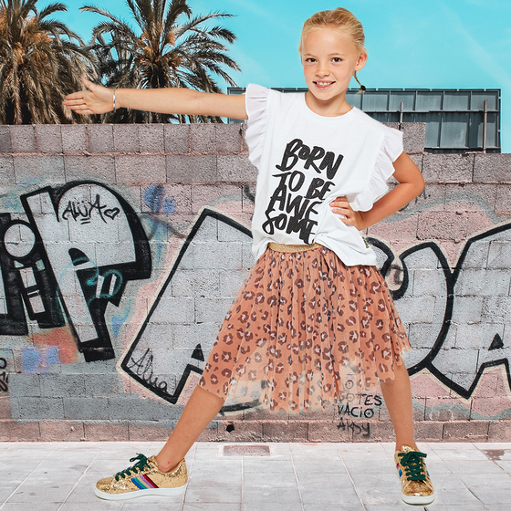 Alaska Tees - Sophia Top - White/Born to be AWESOME