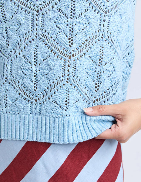 Foxwood - LUNA KNIT VEST - CERULEAN