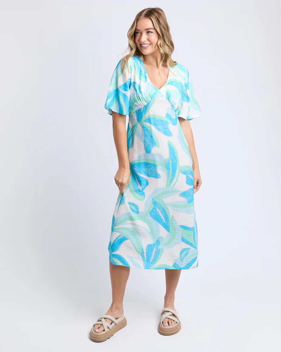 Foxwood - IVES MIDI DRESS - AQUA IVES PRINT