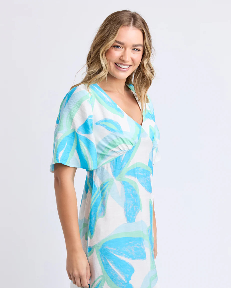 Foxwood - IVES MIDI DRESS - AQUA IVES PRINT