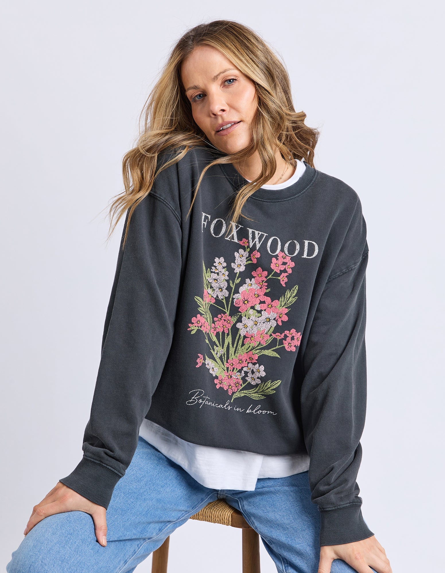 Foxwood - FLOWERS CREW - WASHED BLACK