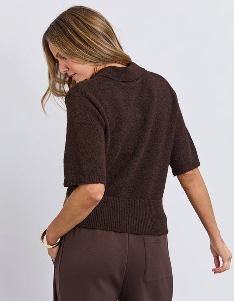 Foxwood -FERNIE BUTTON KNIT - COFFEE BEAN