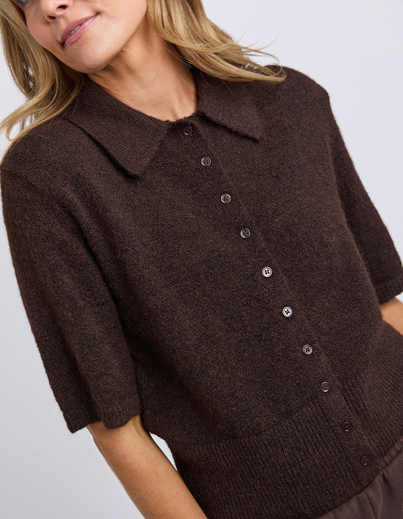 Foxwood -FERNIE BUTTON KNIT - COFFEE BEAN