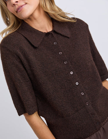 Foxwood -FERNIE BUTTON KNIT - COFFEE BEAN
