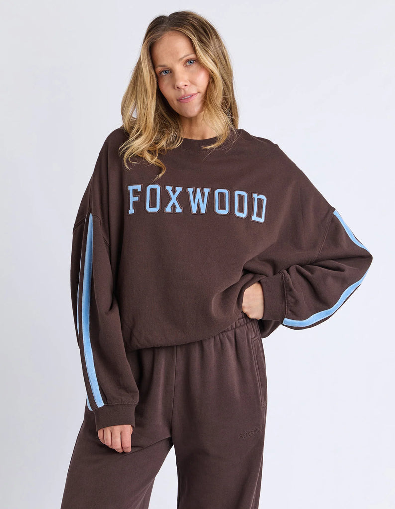 Foxwood - ELEVATED SUNDAY CREW - COFFEE/LIGHT BLUE