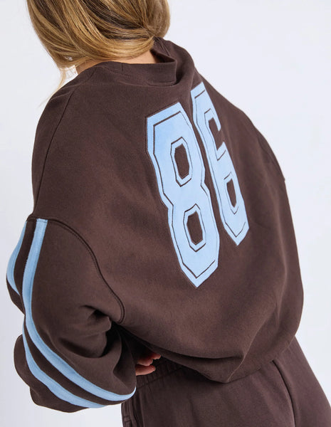 Foxwood - ELEVATED SUNDAY CREW - COFFEE/LIGHT BLUE