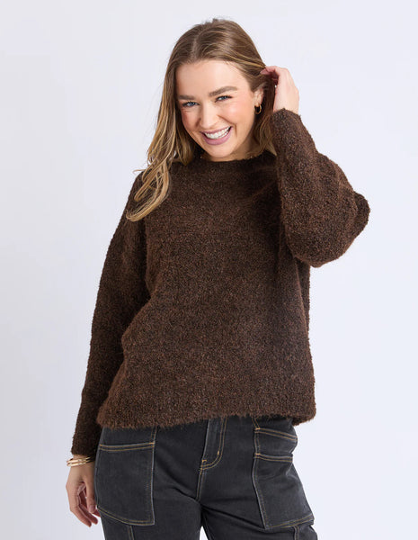 FOXWOOD FLINT KNIT CREW - COFFEE