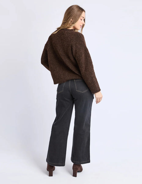 FOXWOOD FLINT KNIT CREW - COFFEE