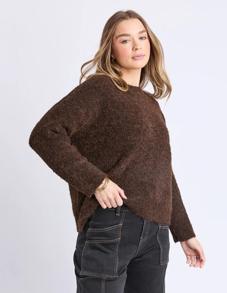 FOXWOOD FLINT KNIT CREW - COFFEE