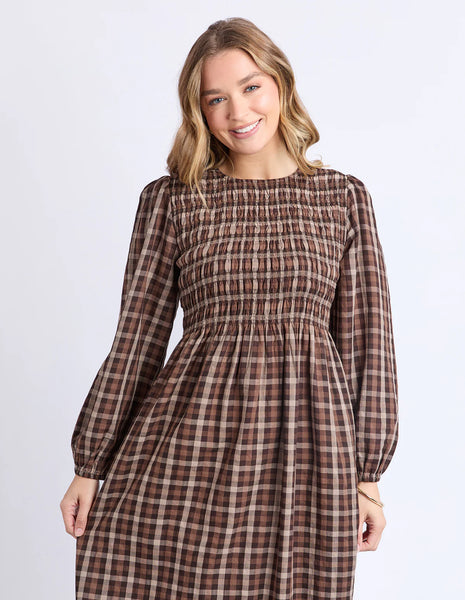 FOXWOOD COCO CHECK DRESS - CHOCOLATE CHECK