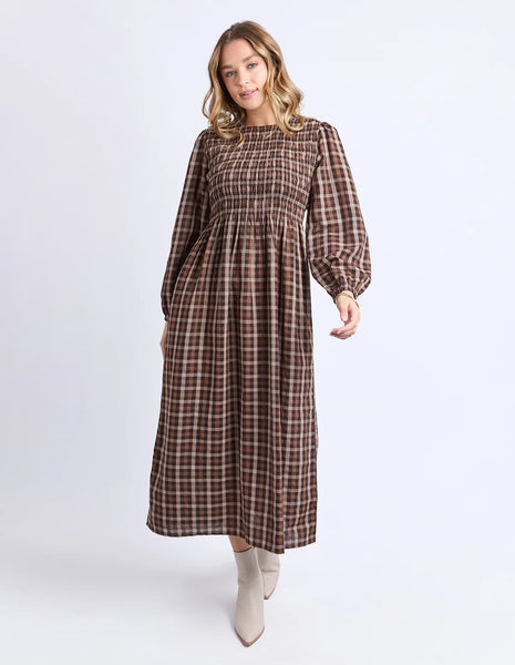 FOXWOOD COCO CHECK DRESS - CHOCOLATE CHECK