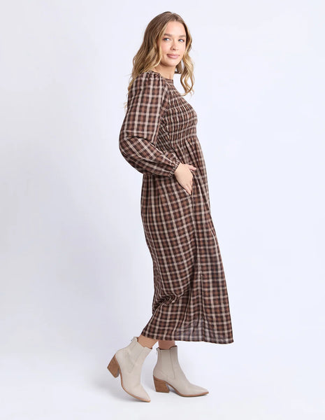 FOXWOOD COCO CHECK DRESS - CHOCOLATE CHECK