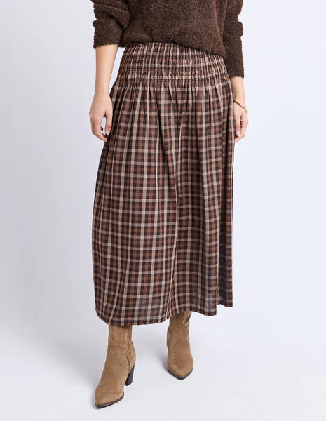 FOXWOOD COCO CHECK SKIRT - CHOCOLATE CHECK
