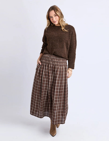 FOXWOOD COCO CHECK SKIRT - CHOCOLATE CHECK