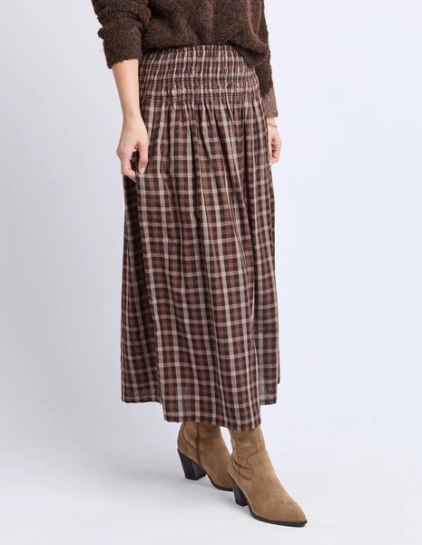 FOXWOOD COCO CHECK SKIRT - CHOCOLATE CHECK