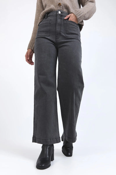 Foxwood - SARAH WIDE LEG JEAN - WASHED BLACK