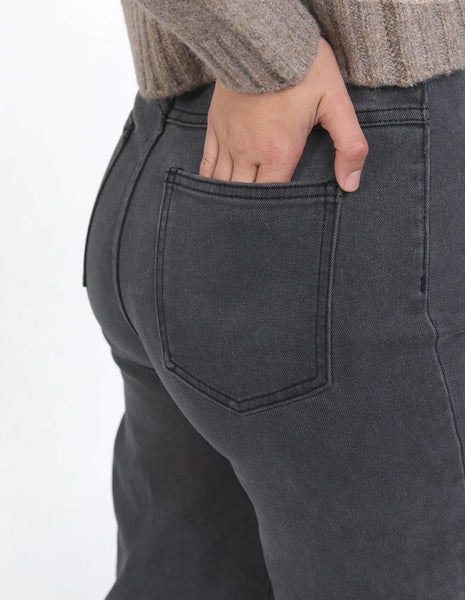 Foxwood - SARAH WIDE LEG JEAN - WASHED BLACK