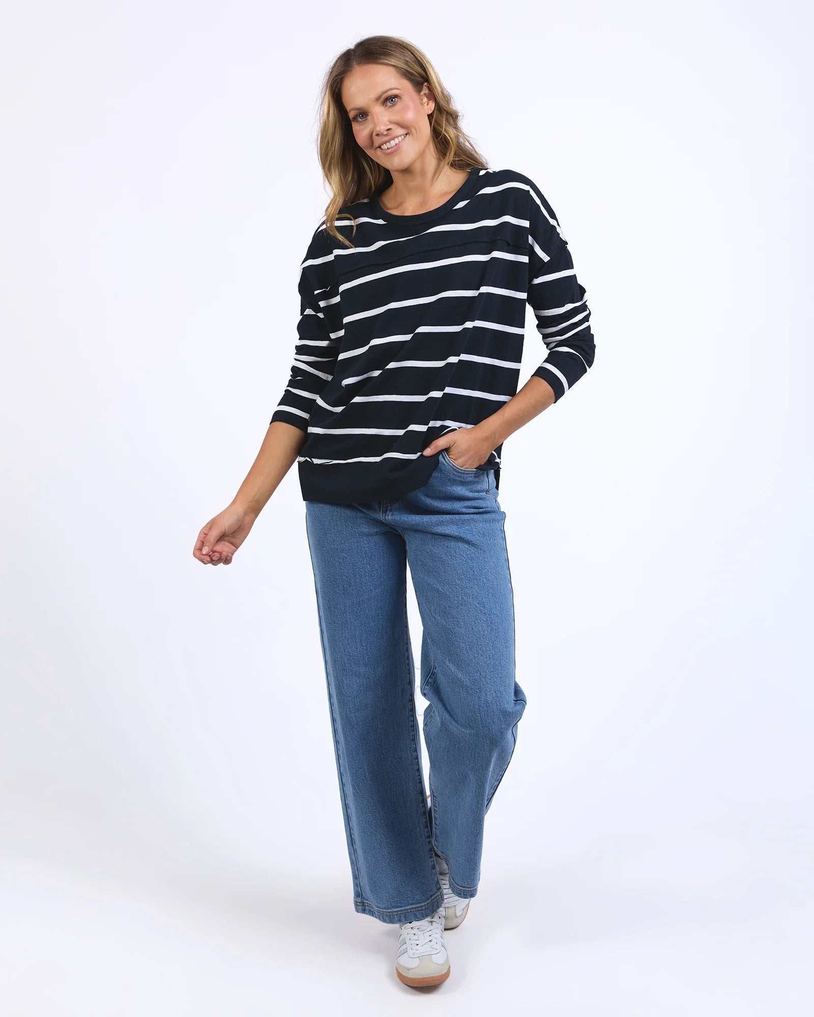 Foxwood - JAYNE STRIPE THROW ON TOP - NAVY