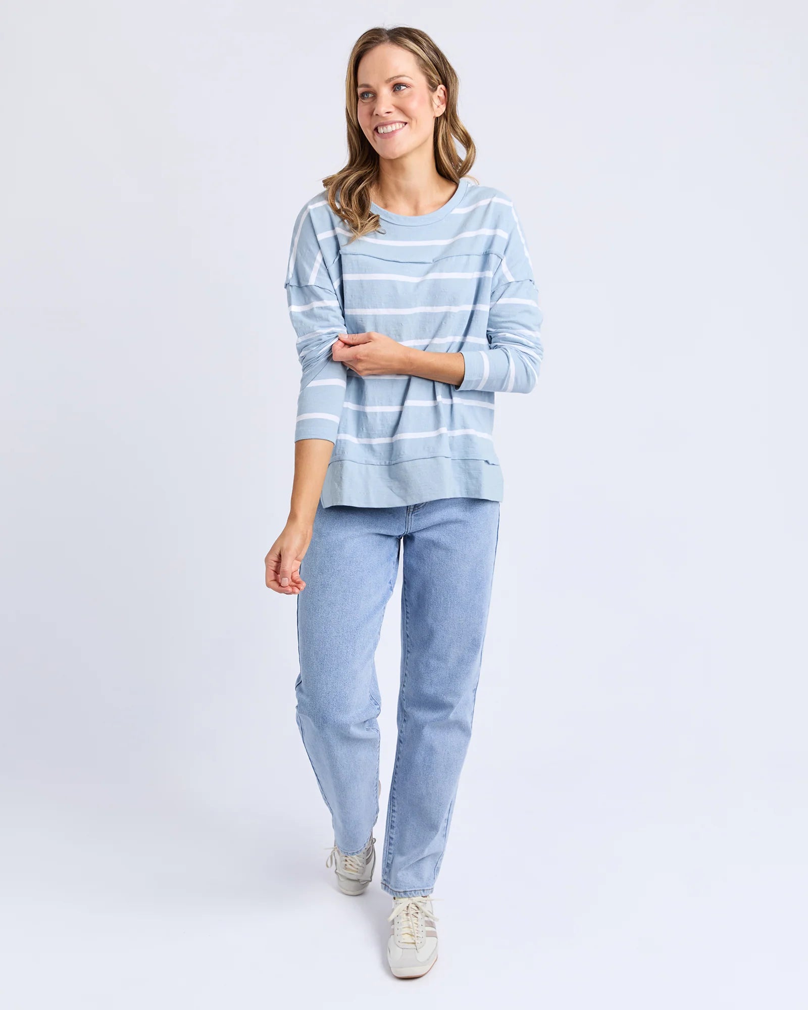 Foxwood - JAYNE STRIPE THROW ON TOP - SKY