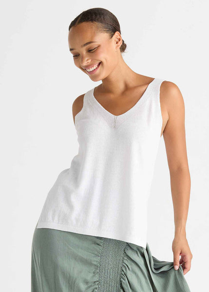 LD & CO LINEN/COTTON TANK - WHITE