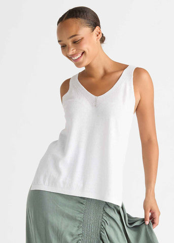 LD & CO LINEN/COTTON TANK - WHITE