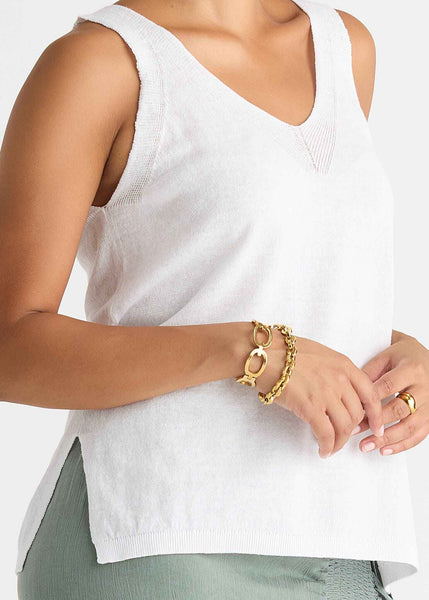 LD & CO LINEN/COTTON TANK - WHITE