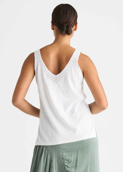 LD & CO LINEN/COTTON TANK - WHITE
