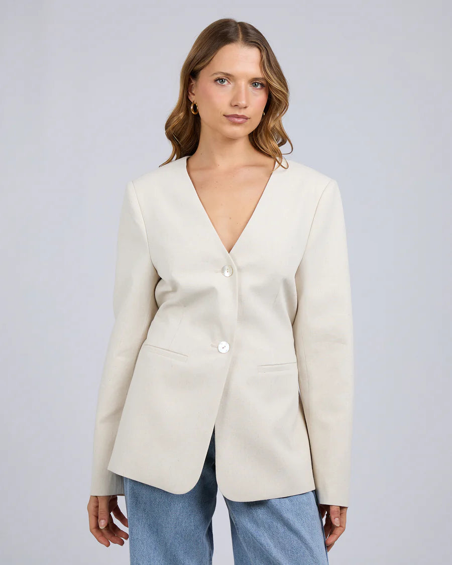 SILENT THEORY - MATILDA LINEN BLAZER - NATURAL