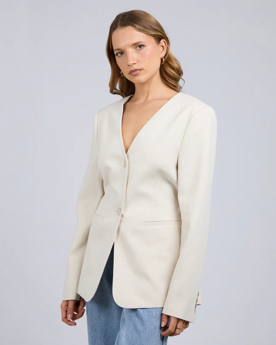 SILENT THEORY - MATILDA LINEN BLAZER - NATURAL