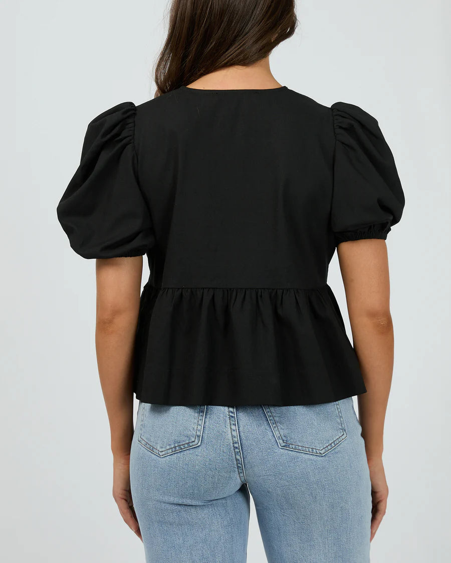 SILENT THEORY - AFTERSUN LINEN TOP - BLACK