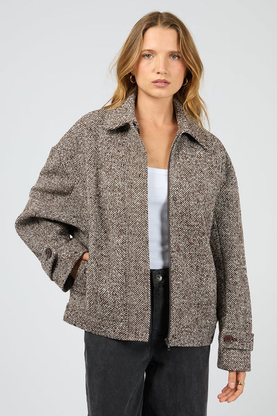 SILENT THEORY - ASHER JACKET - CHOCOLATE HERRINGBONE