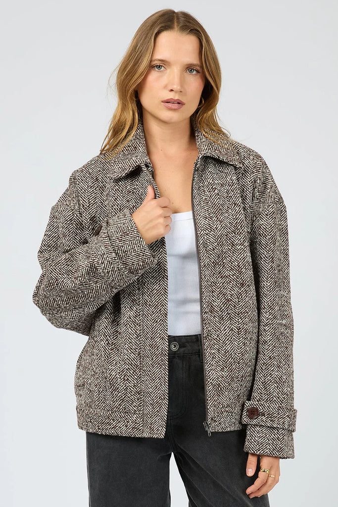 SILENT THEORY - ASHER JACKET - CHOCOLATE HERRINGBONE