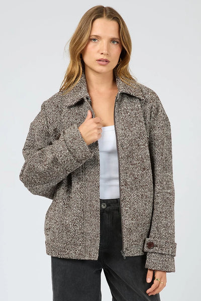 SILENT THEORY - ASHER JACKET - CHOCOLATE HERRINGBONE