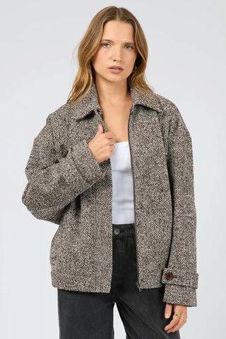SILENT THEORY - ASHER JACKET - CHOCOLATE HERRINGBONE