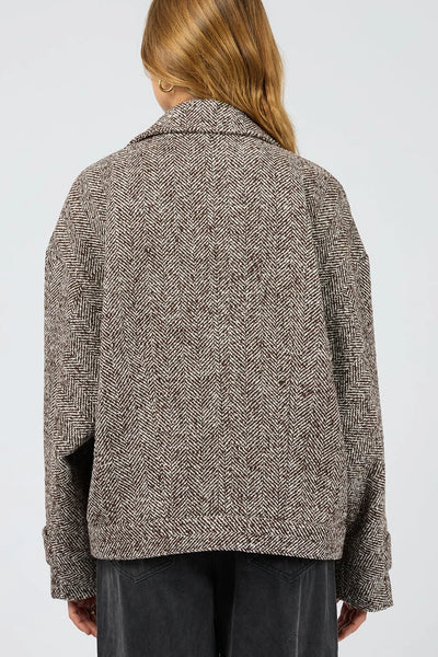 SILENT THEORY - ASHER JACKET - CHOCOLATE HERRINGBONE