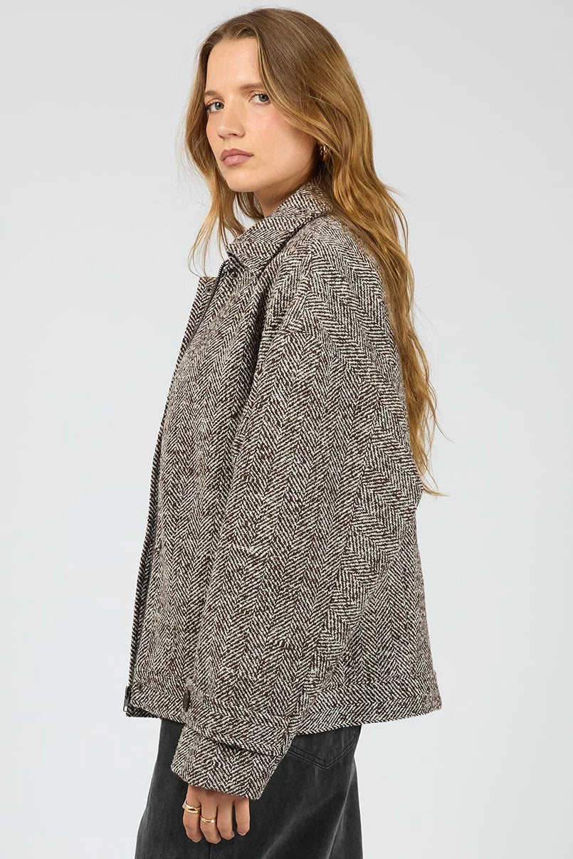 SILENT THEORY - ASHER JACKET - CHOCOLATE HERRINGBONE