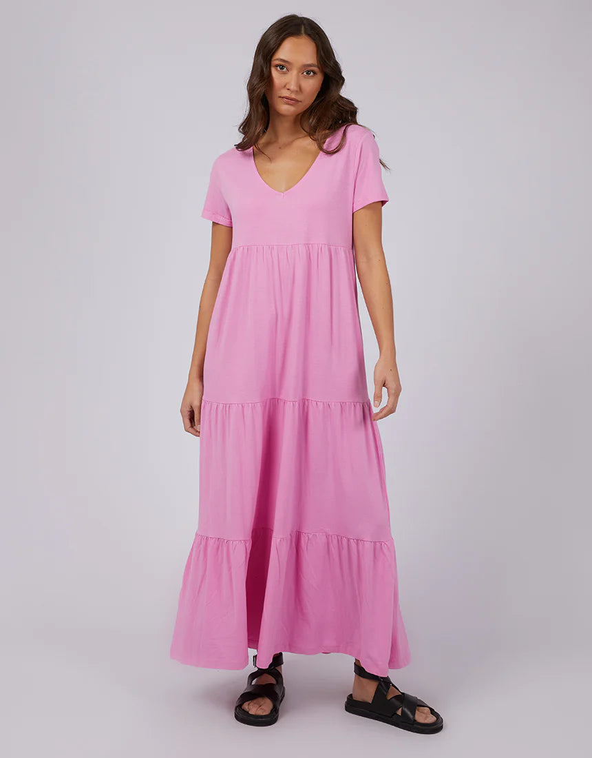 Silent Theory -  LOLA TIERED MAXI DRESS BRIGHT PINK