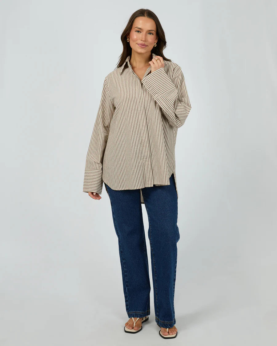 SILENT THEORY - SUNDAY LONG SLEEVE SHIRT - CHOCOLATE