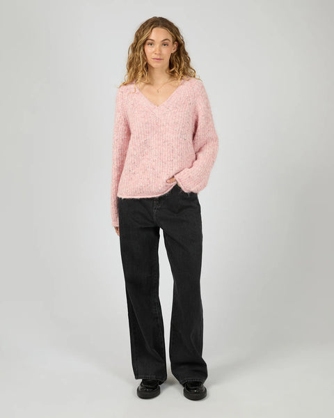 ALL ABOUT EVE - DEVON V NECK JUMPER - PALE PINK