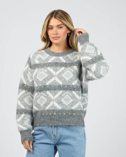 ALL ABOUT EVE - ZOIA KNIT CREW - CHARCOAL